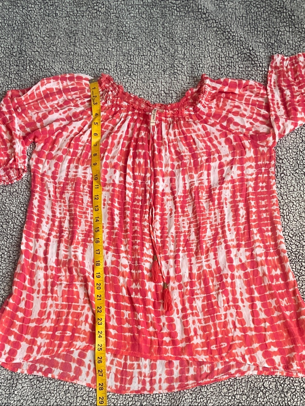 grand & greene Red and White Tie-Dye Peasant Blouse - Picture 5 of 6